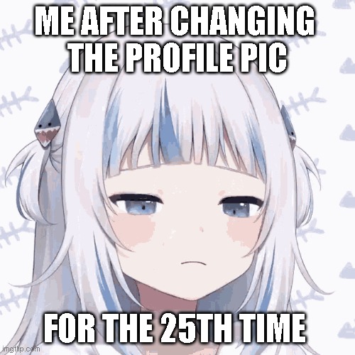 ME AFTER CHANGING 
THE PROFILE PIC; FOR THE 25TH TIME | made w/ Imgflip meme maker
