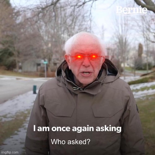 Bernie I Am Once Again Asking For Your Support Meme | Who asked? | image tagged in memes,bernie i am once again asking for your support | made w/ Imgflip meme maker