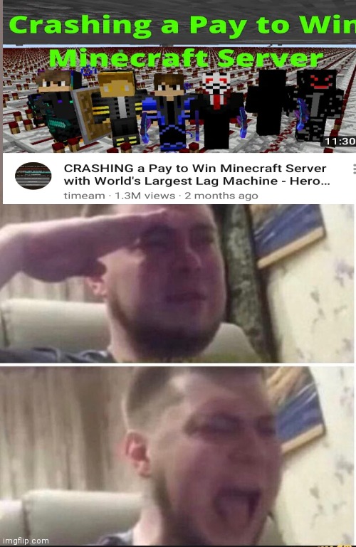 Crying salute | image tagged in crying salute,pay to win,ea,minecraft,minecraft servers | made w/ Imgflip meme maker