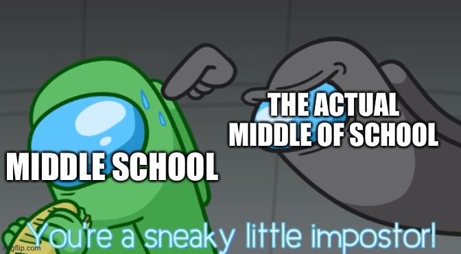 You're a sneaky little imposter | THE ACTUAL MIDDLE OF SCHOOL MIDDLE SCHOOL | image tagged in you're a sneaky little imposter | made w/ Imgflip meme maker