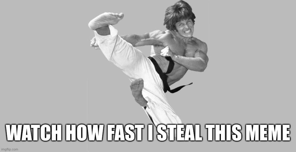 Joe Lewis Karate Kick | WATCH HOW FAST I STEAL THIS MEME | image tagged in joe lewis karate kick | made w/ Imgflip meme maker