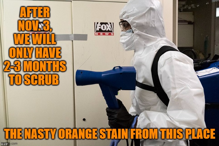 "Orange" You Glad We Have A Chance To Evict Orange Julius Caesar From The White House Nov. 3? | AFTER NOV. 3, WE WILL ONLY HAVE 2-3 MONTHS TO SCRUB; THE NASTY ORANGE STAIN FROM THIS PLACE | image tagged in donald trump | made w/ Imgflip meme maker