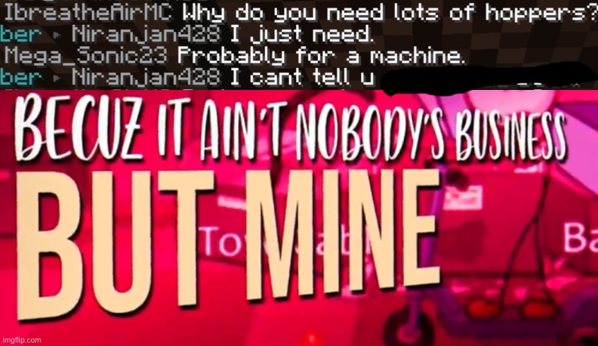 image tagged in because it is not anyone s buisness | made w/ Imgflip meme maker