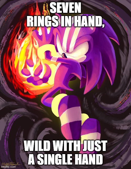 Seven Rings In Hand | SEVEN RINGS IN HAND, WILD WITH JUST A SINGLE HAND | image tagged in imgflip,sonic the hedgehog,song lyrics | made w/ Imgflip meme maker