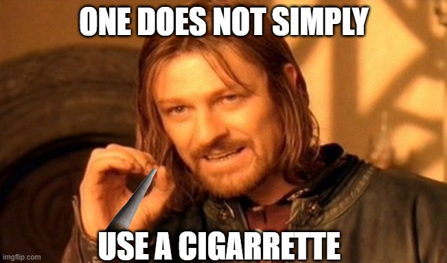 Please don't use them | ONE DOES NOT SIMPLY; USE A CIGARRETTE | image tagged in memes,one does not simply | made w/ Imgflip meme maker