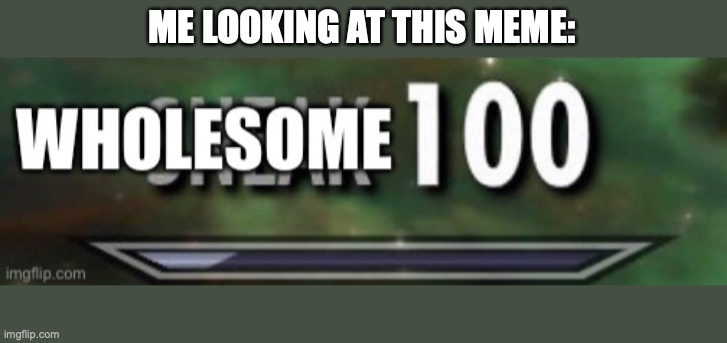 Wholesome 100 | ME LOOKING AT THIS MEME: | image tagged in wholesome 100 | made w/ Imgflip meme maker