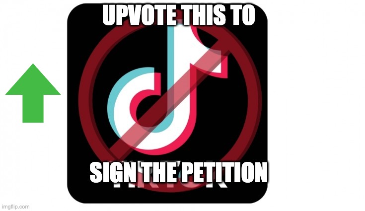 ban tiktok | UPVOTE THIS TO; SIGN THE PETITION | image tagged in banned tiktok | made w/ Imgflip meme maker