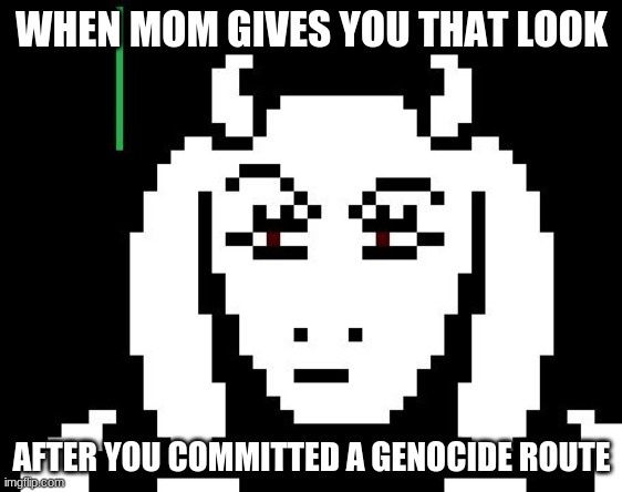 Undertale - Toriel | WHEN MOM GIVES YOU THAT LOOK; AFTER YOU COMMITTED A GENOCIDE ROUTE | image tagged in undertale - toriel | made w/ Imgflip meme maker