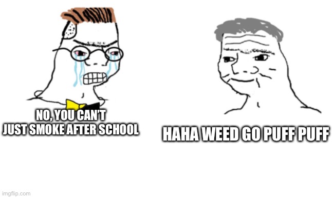 no you cant just ... | NO, YOU CAN’T JUST SMOKE AFTER SCHOOL HAHA WEED GO PUFF PUFF | image tagged in no you cant just | made w/ Imgflip meme maker