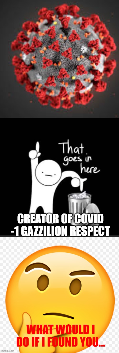that goes in here | CREATOR OF COVID -1 GAZZILION RESPECT; WHAT WOULD I DO IF I FOUND YOU... | image tagged in that goes in here | made w/ Imgflip meme maker