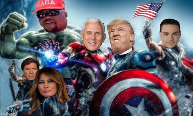 Maga-vengers | image tagged in maga,avengers,ben shapiro,donald trump,melania trump,tucker carlson | made w/ Imgflip meme maker