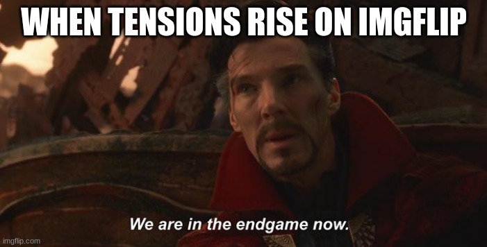 we have to prepare | WHEN TENSIONS RISE ON IMGFLIP | image tagged in we are in the endgame now | made w/ Imgflip meme maker