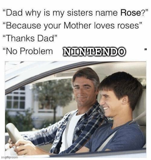 Why is my sister's name Rose | NINTENDO | image tagged in why is my sister's name rose | made w/ Imgflip meme maker