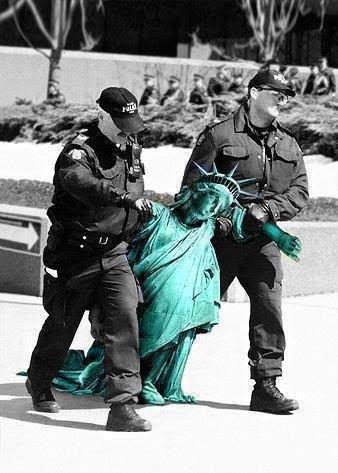 High Quality Lady Liberty Being Arrested Blank Meme Template