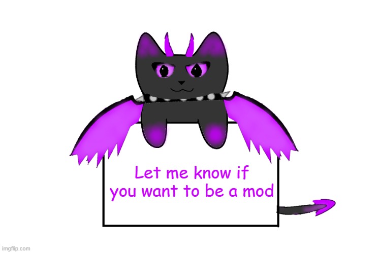 Let me know if you want to be a mod | image tagged in umbra holding sign | made w/ Imgflip meme maker