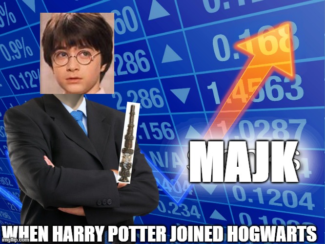 stonks | MAJK; WHEN HARRY POTTER JOINED HOGWARTS | image tagged in stonks | made w/ Imgflip meme maker