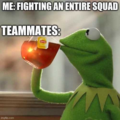 But That's None Of My Business | ME: FIGHTING AN ENTIRE SQUAD; TEAMMATES: | image tagged in memes,but that's none of my business,kermit the frog | made w/ Imgflip meme maker