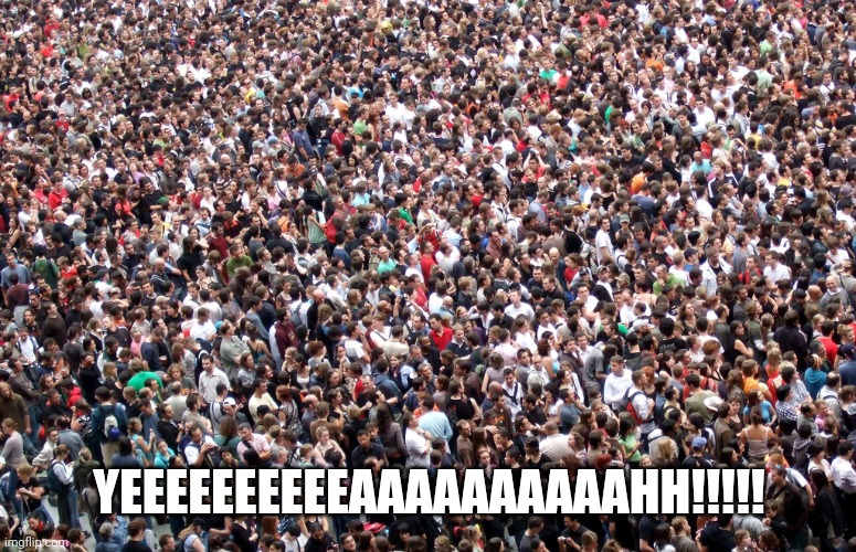 crowd of people | YEEEEEEEEEEAAAAAAAAAAHH!!!!! | image tagged in crowd of people | made w/ Imgflip meme maker