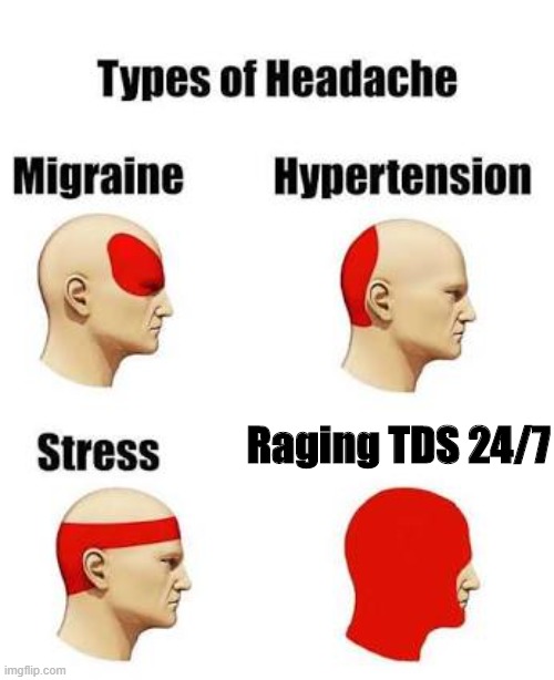 There is no cure for TDS | Raging TDS 24/7 | image tagged in headaches,trump,trump derangement syndrome,libtards | made w/ Imgflip meme maker