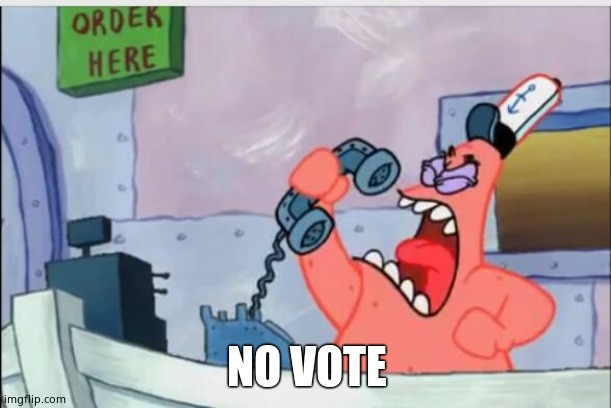 NO THIS IS PATRICK | NO VOTE | image tagged in no this is patrick | made w/ Imgflip meme maker