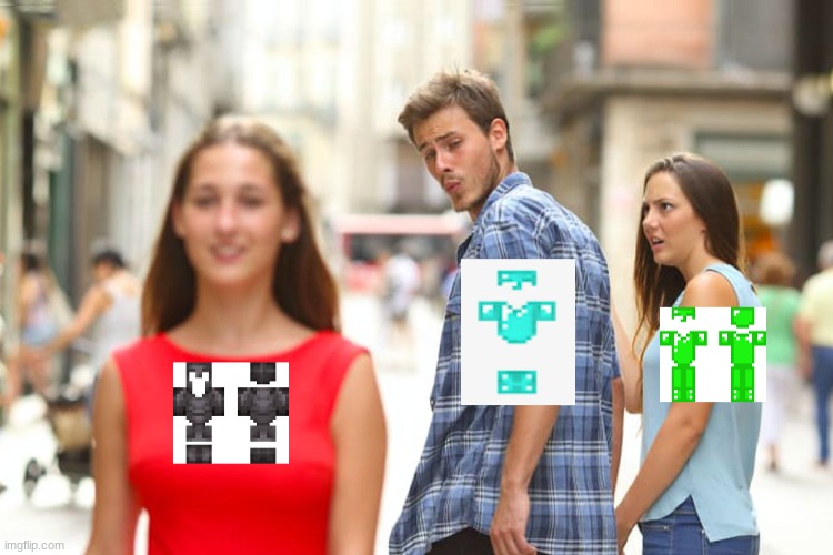 boy looking at other girl | image tagged in minecraft | made w/ Imgflip meme maker