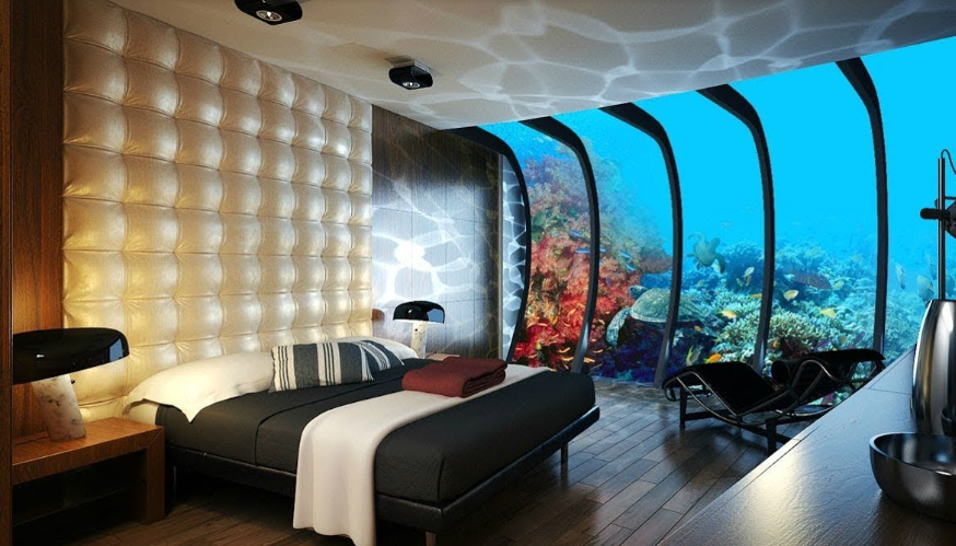 High Quality Underwater hotel room Blank Meme Template