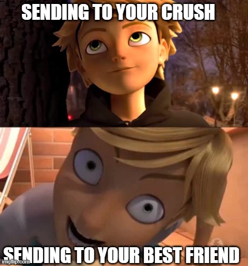 If you don't see the difference then you need some help | SENDING TO YOUR CRUSH; SENDING TO YOUR BEST FRIEND | image tagged in miraculous ladybug,funny | made w/ Imgflip meme maker