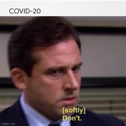 COVID-20 | image tagged in michael scott don't softly,meme,funny,funny meme,covid-19 | made w/ Imgflip meme maker