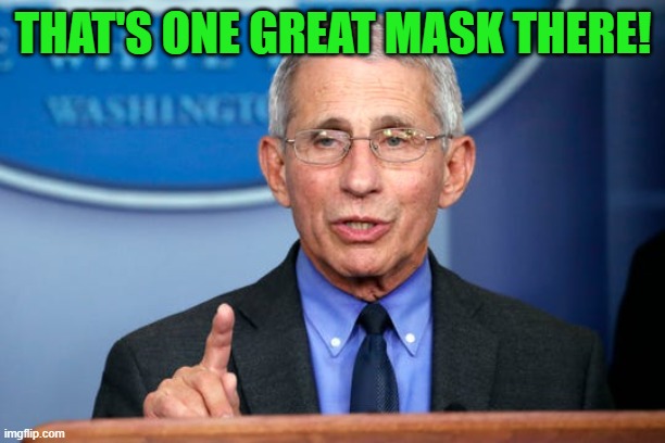 Dr. Fauci | THAT'S ONE GREAT MASK THERE! | image tagged in dr fauci | made w/ Imgflip meme maker