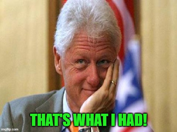 smiling bill clinton | THAT'S WHAT I HAD! | image tagged in smiling bill clinton | made w/ Imgflip meme maker