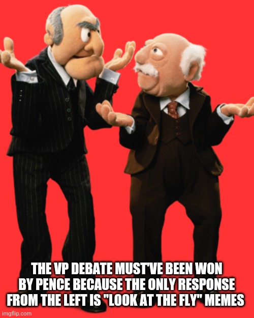 Didn't watch, but... | THE VP DEBATE MUST'VE BEEN WON BY PENCE BECAUSE THE ONLY RESPONSE FROM THE LEFT IS "LOOK AT THE FLY" MEMES | image tagged in live footage of the 2020 debate,mike pence,kamala harris | made w/ Imgflip meme maker