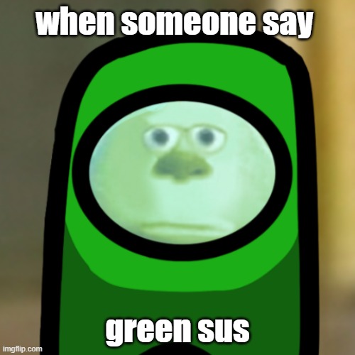 green sus | when someone say; green sus | image tagged in green sus | made w/ Imgflip meme maker
