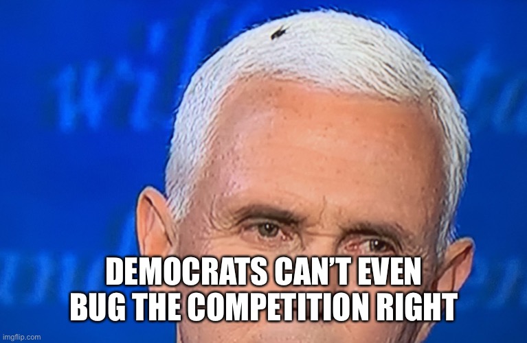 Pence Fly | DEMOCRATS CAN’T EVEN BUG THE COMPETITION RIGHT | image tagged in pence fly | made w/ Imgflip meme maker