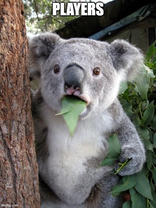 Surprised Koala Meme |  PLAYERS | image tagged in memes,surprised koala | made w/ Imgflip meme maker