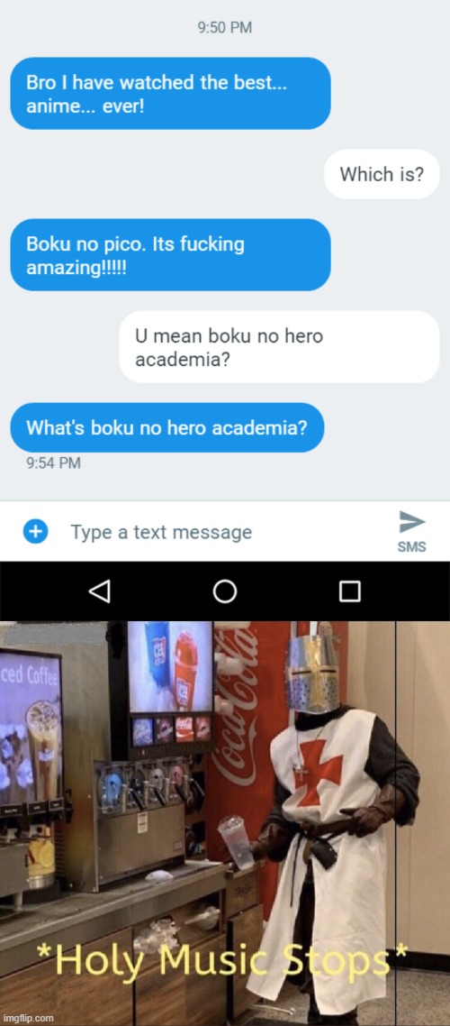 only weebs will get this | image tagged in holy music stops,boku no hero academia,boku no pico,memes | made w/ Imgflip meme maker