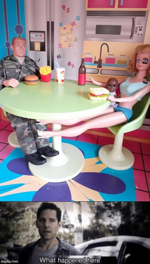 Ken comes home from the war. | image tagged in barbie,funny | made w/ Imgflip meme maker
