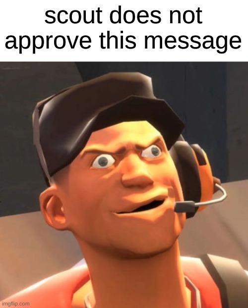 TF2 Scout | scout does not approve this message | image tagged in tf2 scout | made w/ Imgflip meme maker