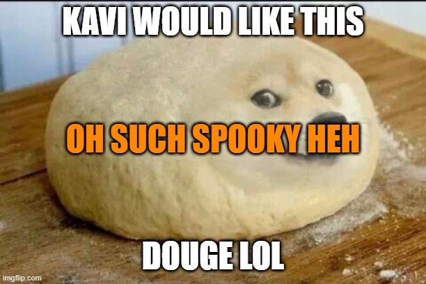 dough doge | KAVI WOULD LIKE THIS; OH SUCH SPOOKY HEH; DOUGE LOL | image tagged in dough doge | made w/ Imgflip meme maker
