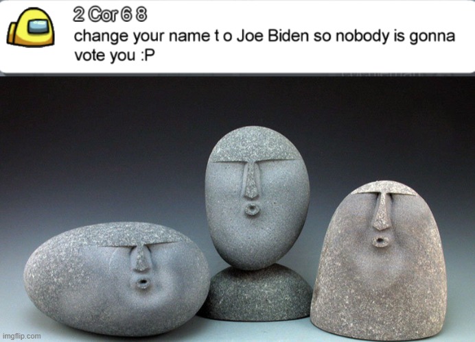 How to never get voted off in Among Us | image tagged in oof stones,memes,among us,joe biden,politics,funny | made w/ Imgflip meme maker