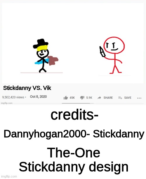 (T I T L E ) | Stickdanny VS. Vik; credits-; Oct 8, 2020; Dannyhogan2000- Stickdanny; The-One Stickdanny design | image tagged in youtube video template,stickman,fights | made w/ Imgflip meme maker