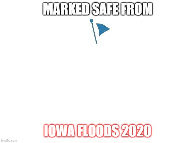Marked Safe | MARKED SAFE FROM; IOWA FLOODS 2020 | image tagged in marked safe | made w/ Imgflip meme maker