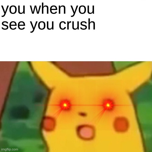 the mem | you when you see you crush | image tagged in memes,surprised pikachu | made w/ Imgflip meme maker