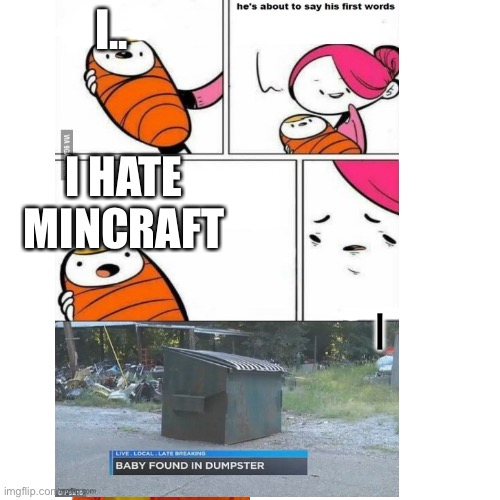 KID | I.. I HATE MINCRAFT | image tagged in first words | made w/ Imgflip meme maker