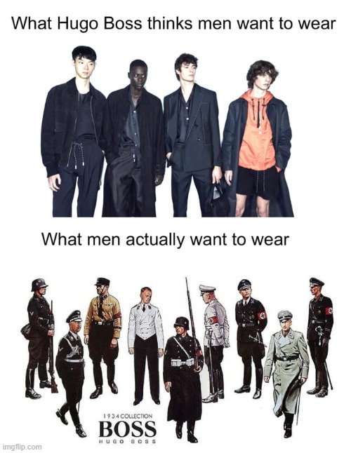 oh dear, this is problematic fashion (repost) | image tagged in nazis,fashion,runway fashion,repost,germans,fascists | made w/ Imgflip meme maker