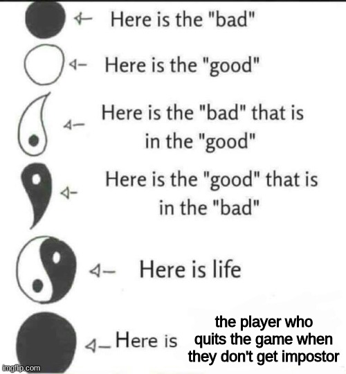 the bad of the bad | the player who quits the game when they don't get impostor | image tagged in here is the bad | made w/ Imgflip meme maker