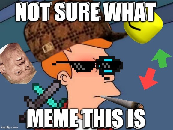 <Insert funny title here> | NOT SURE WHAT; MEME THIS IS | image tagged in memes about memes,futurama fry,not sure | made w/ Imgflip meme maker