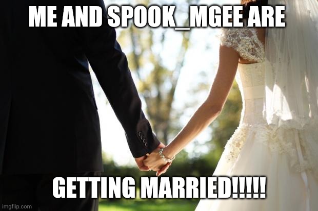 Yay!!! | ME AND SPOOK_MGEE ARE; GETTING MARRIED!!!!! | image tagged in wedding | made w/ Imgflip meme maker