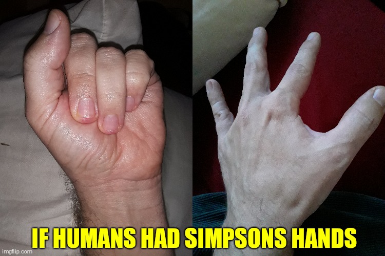 Human Simpsons Hands | IF HUMANS HAD SIMPSONS HANDS | image tagged in the simpsons,hands,fingers | made w/ Imgflip meme maker