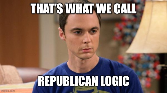 Sheldon Logic | THAT’S WHAT WE CALL REPUBLICAN LOGIC | image tagged in sheldon logic | made w/ Imgflip meme maker