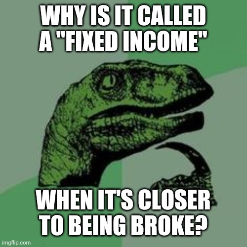 Playing with my money is like playing with my emotions. | WHY IS IT CALLED A "FIXED INCOME"; WHEN IT'S CLOSER TO BEING BROKE? | image tagged in time raptor | made w/ Imgflip meme maker